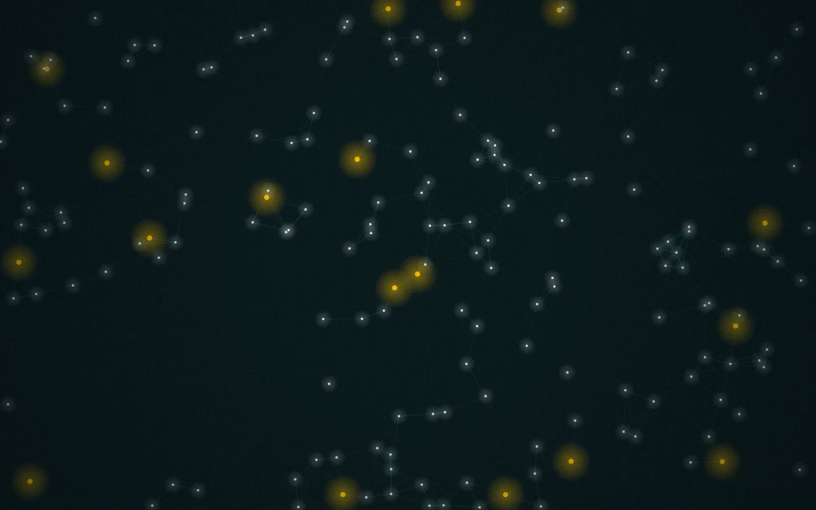 A network of points of light connected across a dark map